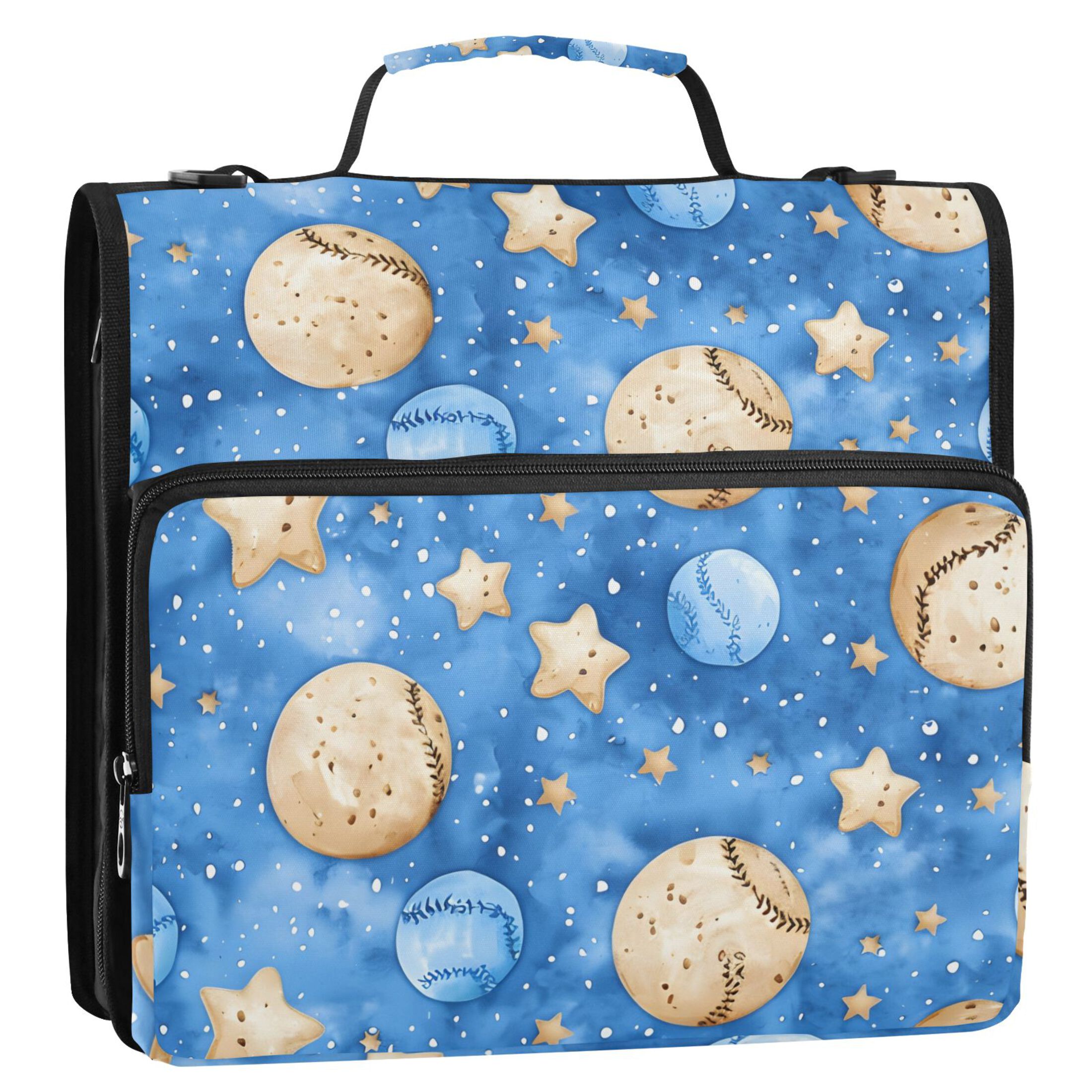 ALAZA Zipper Binder Cartoon Baseball Stars 3 Ring Trapper Keeper File Folder Organizer Bag