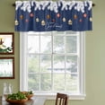 thumbnail image 3 of Navy Blue Christmas Curtain Valances for Windows, Kitchen Valance Window Treatments Panel 2 Pack, Xmas Balls Snowflake Botanical Rod Pocket Short Curtains for Bathroom Bedroom 42 x 18 Inch, 3 of 8