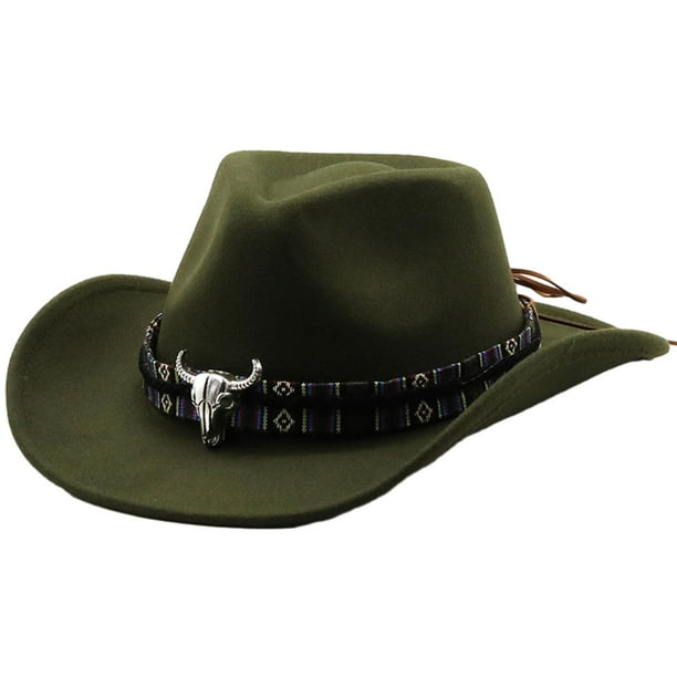 Sombrero de vaquero occidental para hombre, sombrero de verano para exteriores, sombrero de invierno ligero, elegante y cómodo. Verde