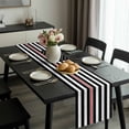 thumbnail image 2 of American Flag Table Runner 70 Inches Long, Black White Striped Star with Red Lines Kitchen Coffee Dining Table Decoration for Home Party Birthday Wedding Home Decor 13x70 Inches, 2 of 8