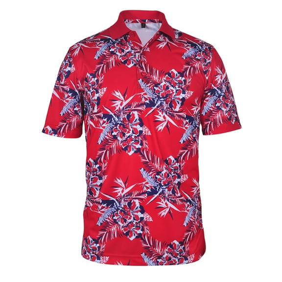 Monterey Club Men's Jungle Hawaiian Print Golf Polo Shirt #1691