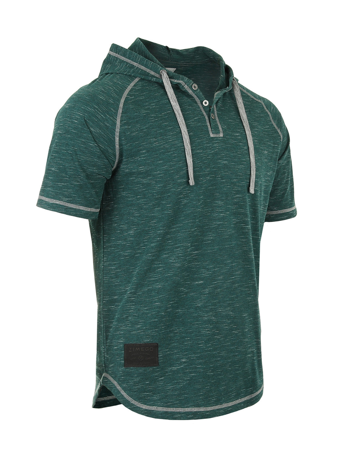 ZIMEGO Mens Short Sleeve Hoodie - Thin Color Block Raglan Hood