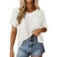thumbnail image 4 of PRETTYGARDEN Women's Spring Short Sleeve Sweaters Lightweight V Neck Casual Going Out Summer Tops Beach Vacation Clothes, 4 of 10