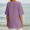 thumbnail image 7 of ClodeEU Women's V Neck Short Sleeve Tops,Casual Loose Curved Hem Lightweight Blouses ,Women's Plus M, 7 of 7