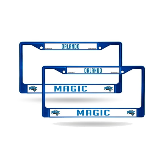 Orlando Basketball Magic Blue Painted Chrome Metal License Plate Frame - Set of 2 Frames