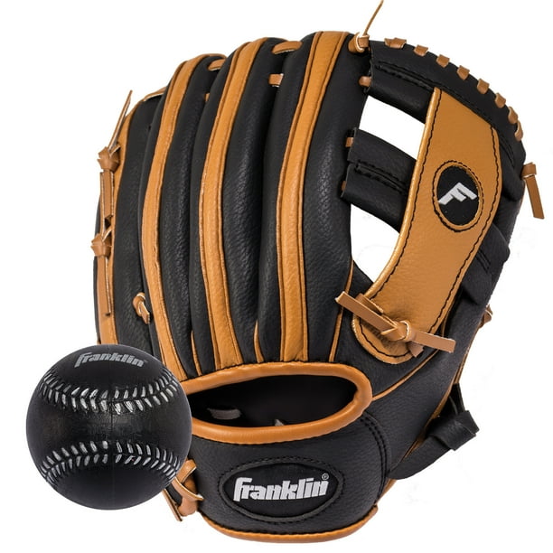 Franklin Sports 9.5" RTP Series Baseball Glove, Right Hand Throw, with Ball