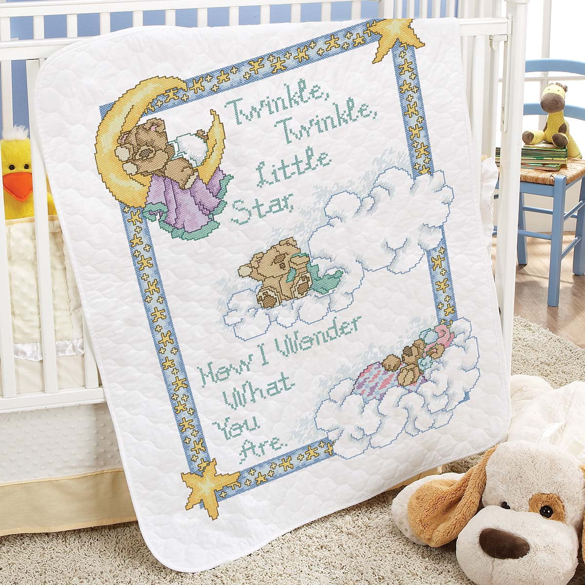 Stamped cross stitch baby quilts disney hotsell