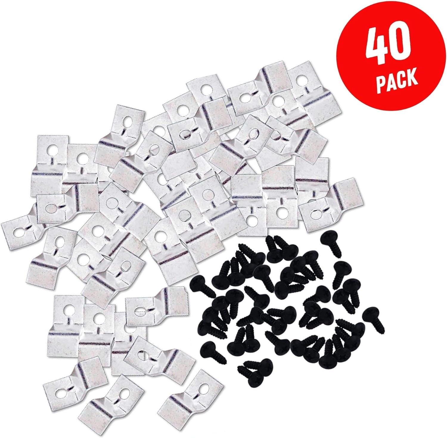 40-pack type desktop fasteners with screws, heavy-duty type desktop fasteners solid steel with black screws suitable for woodworking projects (includes 40 clips and 40 screws)