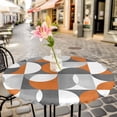 thumbnail image 3 of Mid Century Geometric Elastic Fitted Round Table Cover Abstract Modern Orange Waterproof Outdoor Tablecloth for Holiday Party, Picnic, Patio & Dining Fits Tables Up to 36"-44", 3 of 8
