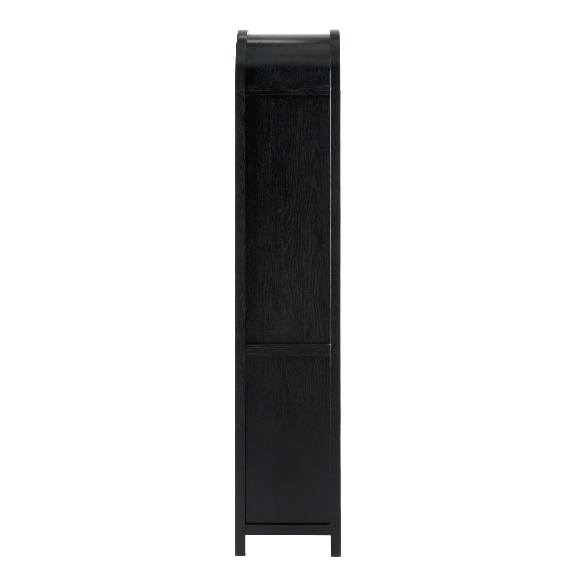 Walker Edison Modern 3 Shelf Open Arched Bookcase Cabinet, Black