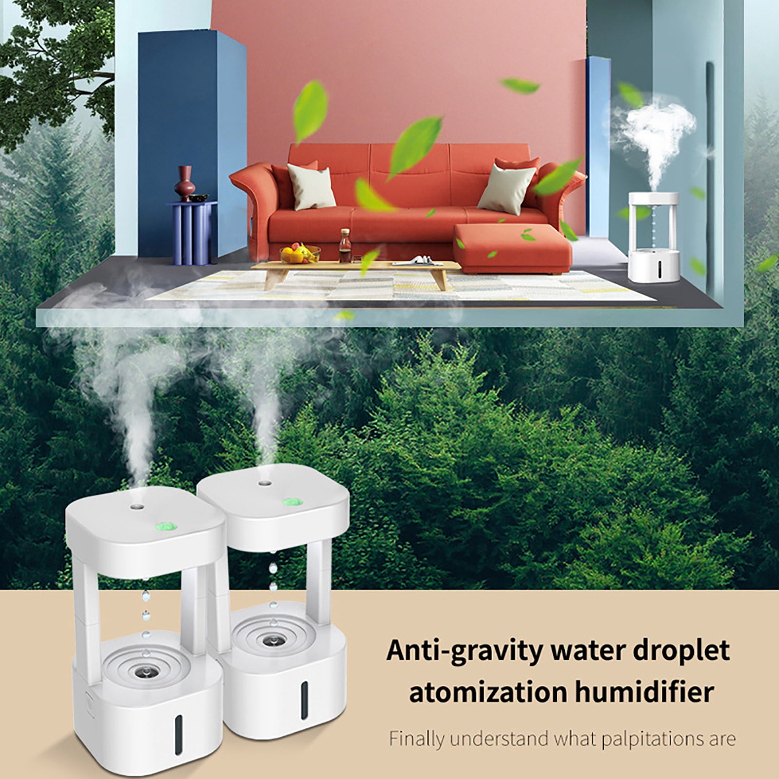 BOBOMTOI Night Light Gifts Water Droplet Humidifier Household Water Droplet Backflow Dry Humidifier
