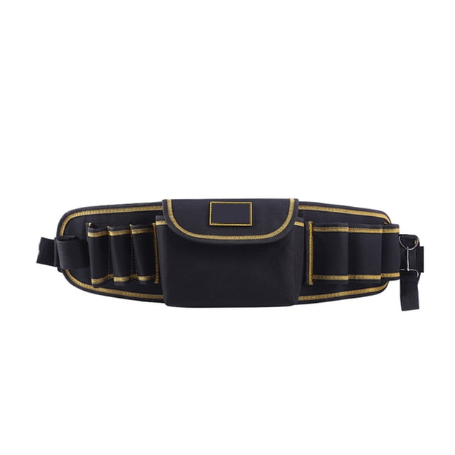 Tignapoo Versatile Oxford Cloth Tool Belt with Multiple Pockets for Electricians - Durable Canvas Work Bag with Black and Orange Design, Size 52*13cm, Lightweight at 220g