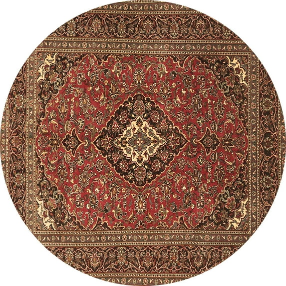 Ahgly Company Indoor Round Medallion Brown Traditional Area Rugs, 8' Round