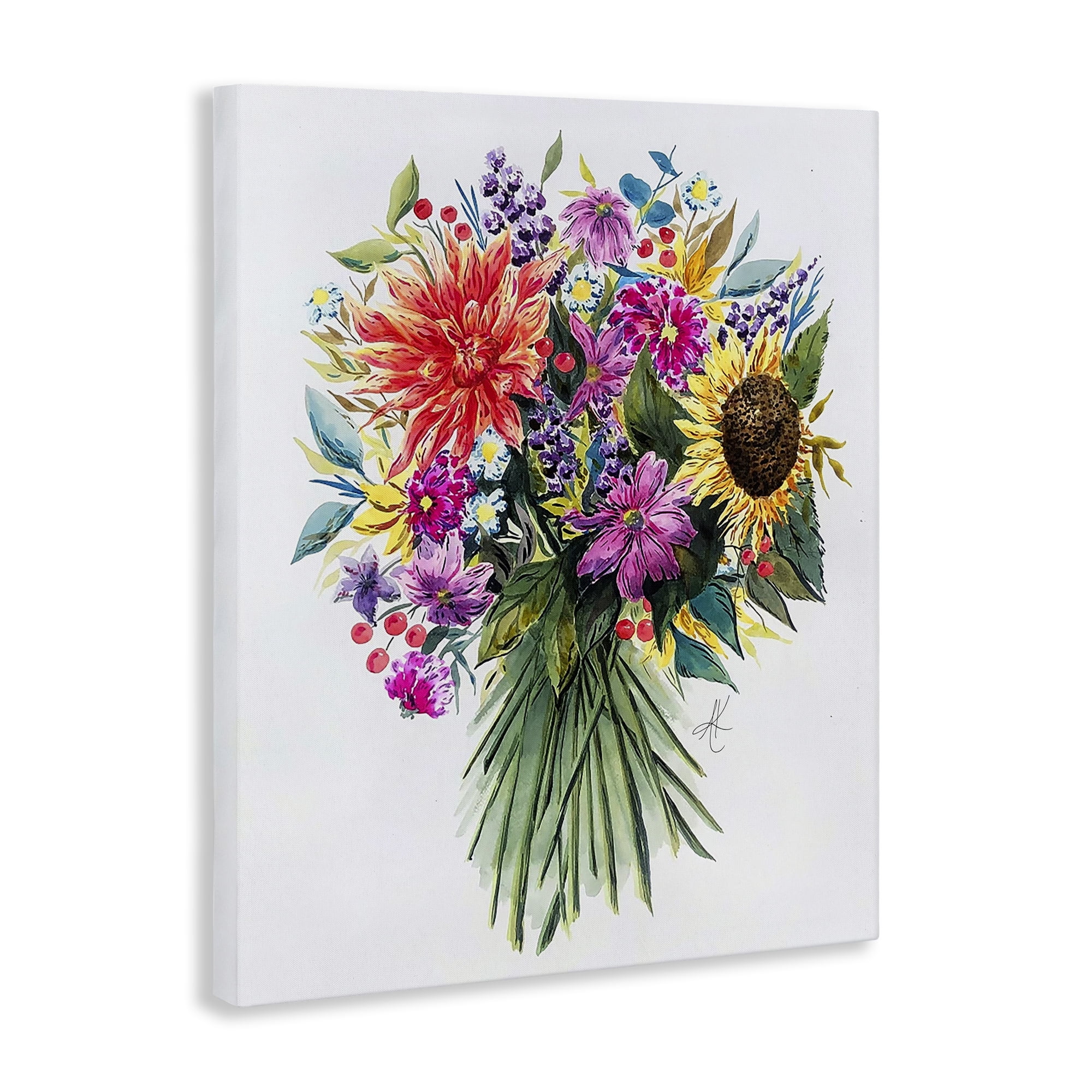 Stupell Industries Bright Wildflower Bouquet Botanical & Floral Painting Gallery Wrapped Canvas Art Print Wall Art, 16 x 20