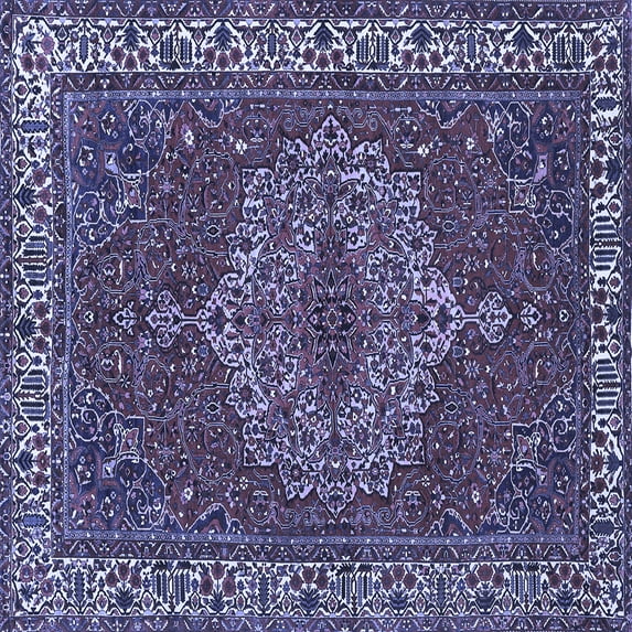 Ahgly Company Machine Washable Indoor Square Persian Blue Traditional Area Rugs, 3' Square