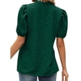 thumbnail image 5 of STARVNC Women Swiss Dot Lace Trim V Neck Puff Sleeve Chiffon Blouse, 5 of 6