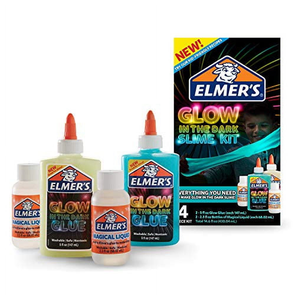 Elmer's Glow-in-the-Dark Slime Kit, Assorted Colors with Glue Slime Activator, 4 Count