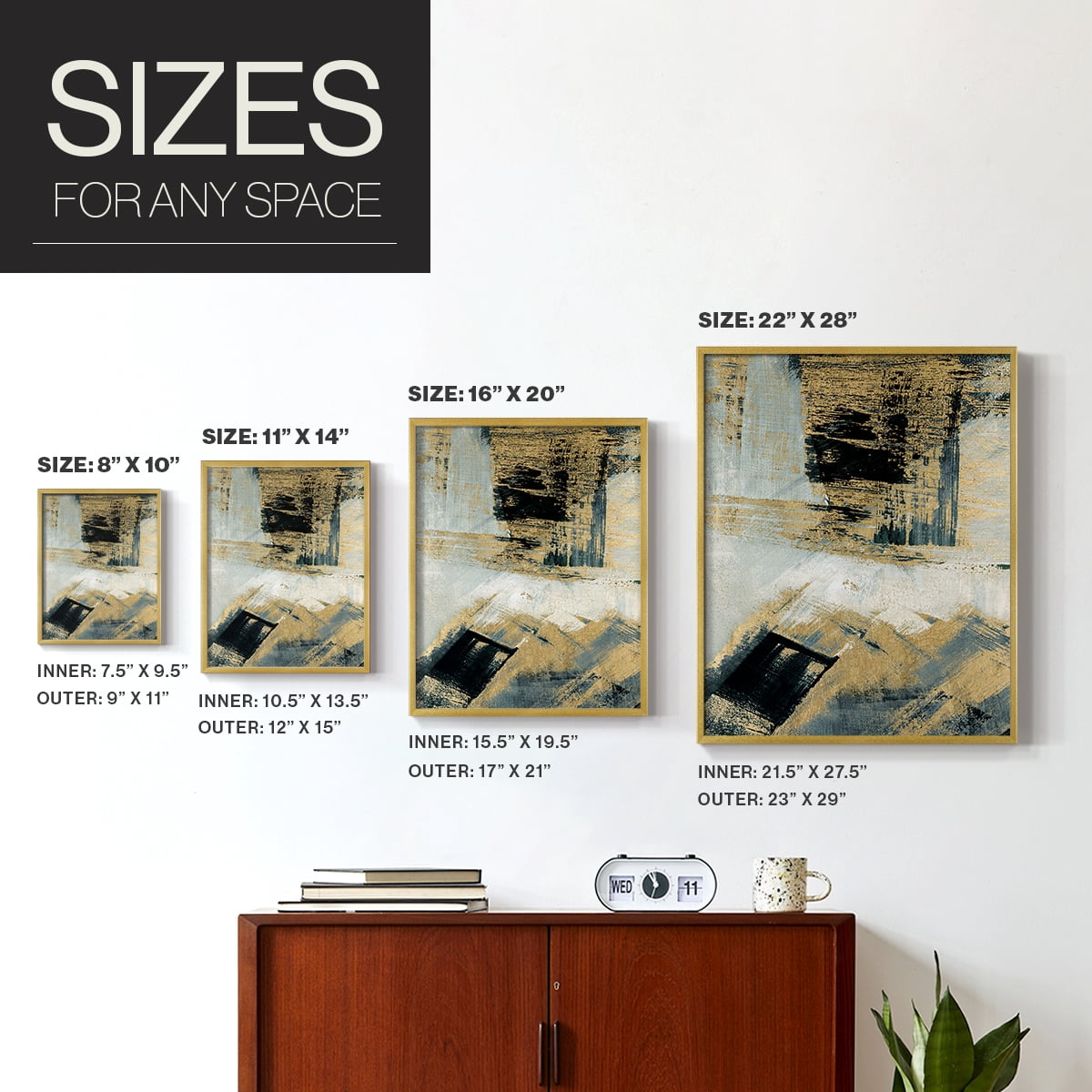 Southern Flow in Gold Solid Wood 8 x 10 Framed Print
