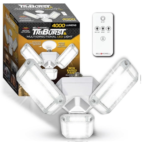 Bell + Howell Triburst 4000 Lumen Motion Activated Multidirectional LED Garage Ceiling Light Screw In Shop Light