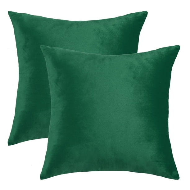 Velvet Decorative Sofa Cushion Throw Pillow Cover 18" x 18" Dark Green
