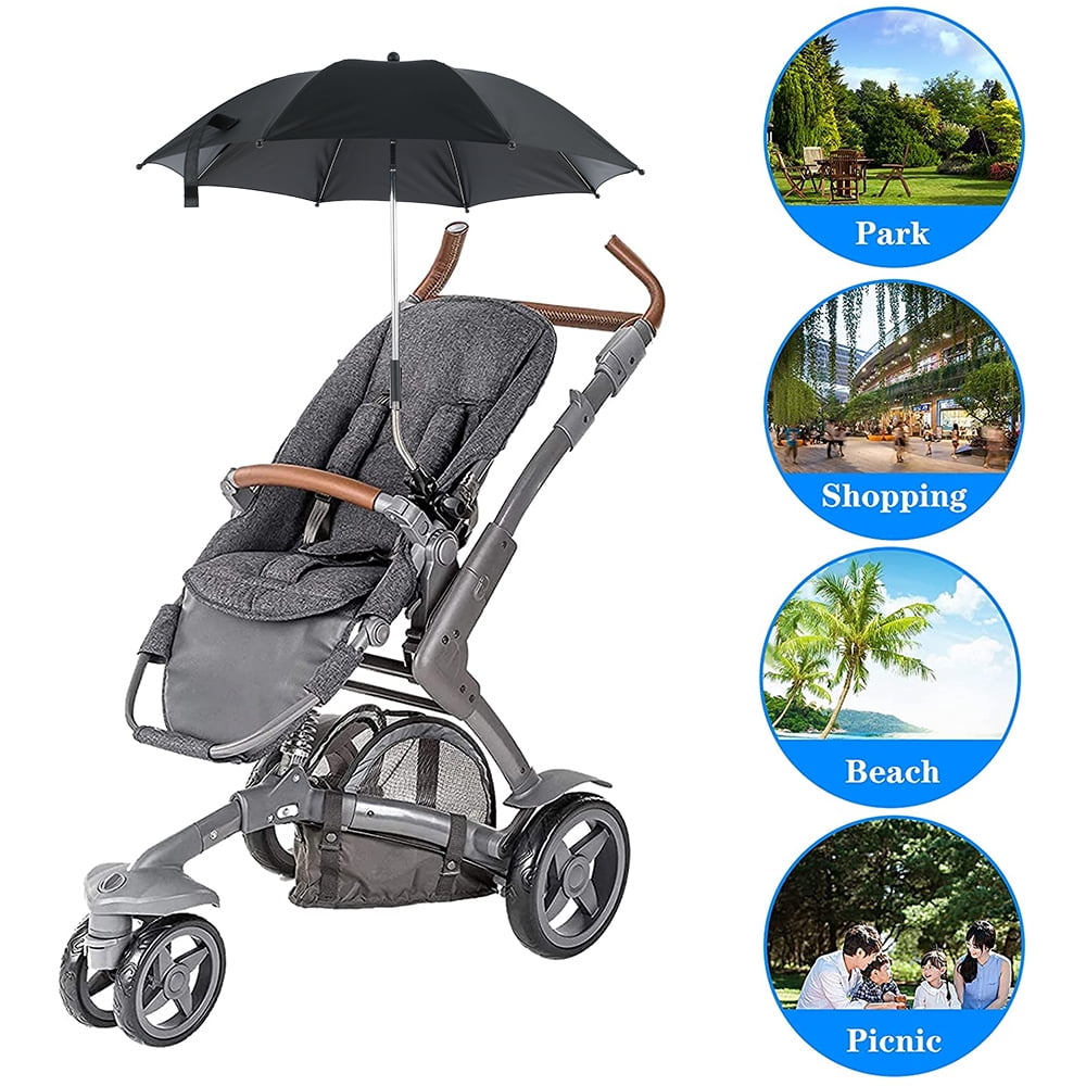 Trolley UPF 40+ Bohemia Chair Umbrella with Universal Clamp for Beach Chair 360 Degree Adjustable Portable Folding Stroller Umbrella Daisy White Lace Universal Strollers Parasol 