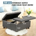 thumbnail image 3 of Magic Union 35 Inch Extra Large Ottoman with Storage, Large Square Storage Ottoman Coffee Table with Lift Top Tufted Linen Look upholstered Ottomans for Living Room-Gray, 3 of 7
