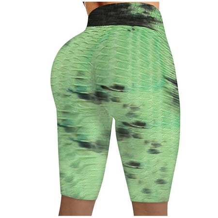 

koaiezne Women Yoga Leggings Wrinkled Running Fitness Stretch Tie-dye Biker Pants Shorts Yoga Pants Yoga Maternity Pants for Women Rouged Yoga Pants