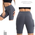 thumbnail image 4 of Advancent Pantalones cortos de yoga de talle alto gris claro con aplicaciones múltiples, pantalones cortos de natación para mujer, pantalones Uniforme atlético, 4 of 6