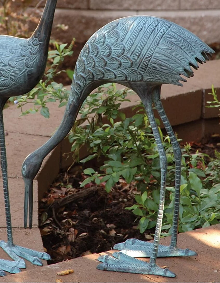 SPI Stately Garden Cranes, Cast Aluminum Sculpture Set of 2