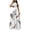 White, variant on Womens Summer T-Shirt Dresses Feather Print Casual Dress Short Sleeve High Waist Maxi Dress Black, M