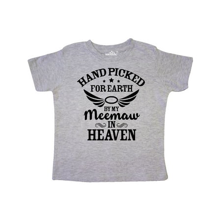 

Inktastic Handpicked for Earth By My Meemaw in Heaven with Angel Wings Gift Toddler Boy or Toddler Girl T-Shirt