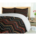 thumbnail image 5 of Ambesonne Aztec Duvet Cover Sets, Ethnical Zigzag Chevron Art, 2-Queen, Charcoal Grey Vermilion, 5 of 7