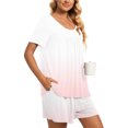 thumbnail image 4 of jovatis Femmes Shorts Décontractés 2024 Femmes Décontractés Col Rond Manches Courtes Deux Pièces Confortables Pyjamas Ensembles Sportifs, 4 of 7
