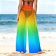 thumbnail image 4 of Pantalones de playa de gasa ligeros para mujer con protección solar, pantalones anchos de estilo bohemio estampados, blusa para mujer, 4 of 7