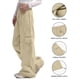 thumbnail image 4 of Pantalones cargo anchos para mujer: cintura media, bolsillos laterales, tobilleras con cordón, tejido elástico holgado, ropa urbana para viajar., 4 of 7