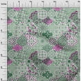 thumbnail image 3 of oneOone Cotton Silk Light Green Fabric Asian Mandala Floral Tile Dress Material Fabric Print Fabric By The Yard 42 Inch Wide, 3 of 4