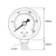 thumbnail image 4 of Manómetro, 0-200 psi/0-14 bar, carcasa de acero inoxidable, montaje inferior NPT de 1/8", manómetro de aire Manómetro de agua Manómetro hidráulico Manómetro de aceite, manómetro radial, 4 of 5
