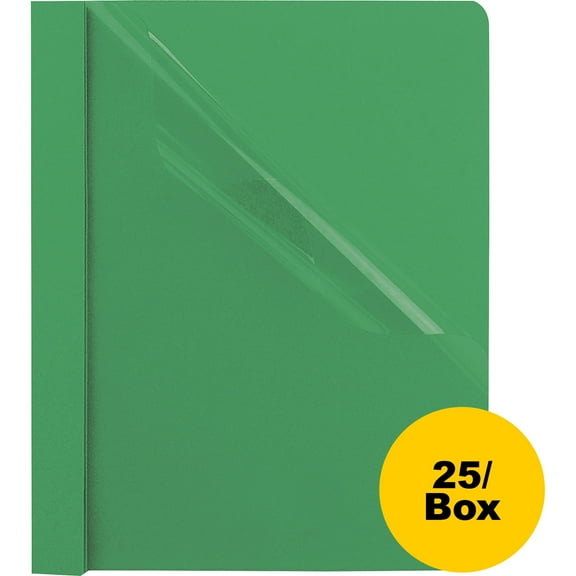 Clear Front Standard Grade Report Cover, Three-Prong Fastener, 0.5" Capacity, 8.5 X 11, Clear/green, 25/box | Bundle of 5 Boxes