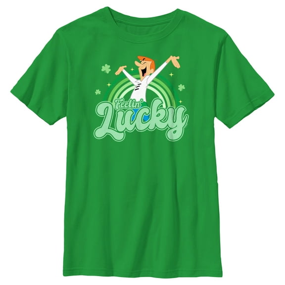 Boy's The Jetsons George Feelin' Lucky  Graphic Tee Kelly Green Small