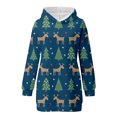 thumbnail image 3 of Vestido corto de sudadera con capucha y bolsillos con estampado navideño para mujer informal a la moda Pompotops  hdfakjf925, 3 of 4