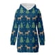 thumbnail image 3 of Vestido corto de sudadera con capucha y bolsillos con estampado navideño para mujer informal a la moda Pompotops  hdfakjf928, 3 of 4