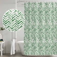 thumbnail image 5 of 72x78 Inch Shower Curtain Green Line Bathroom Decor, Waterproof Fabric Bathtub Bath Curtains Decorative Vintage Abstract Geometric Stripes Watercolor Extra Long Shower Curtain Set with Hooks, 5 of 7