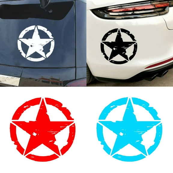 Walbest 5.9" Star Car Sticker Decal for Car Hood Auto Five-Pointed Star Graphics Sticker for SUV Off-Road Vehicles Car Body Side Door Trunk Universal Waterproof Vinyl Car Sticker (Black)