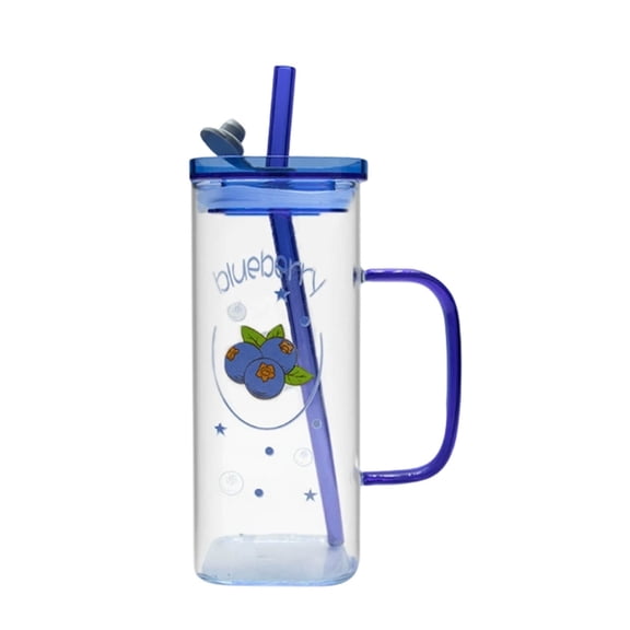 Bow Shaped Square Transparent Glass Cup With Lid Handle Suitable For And Girls Heat Coffee Cup Glass&Bottle