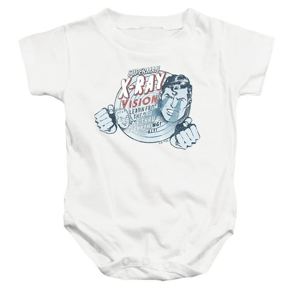 Superman Vintage X-Ray Vision Unisex Infant Snap Suit for Baby, White, Medium