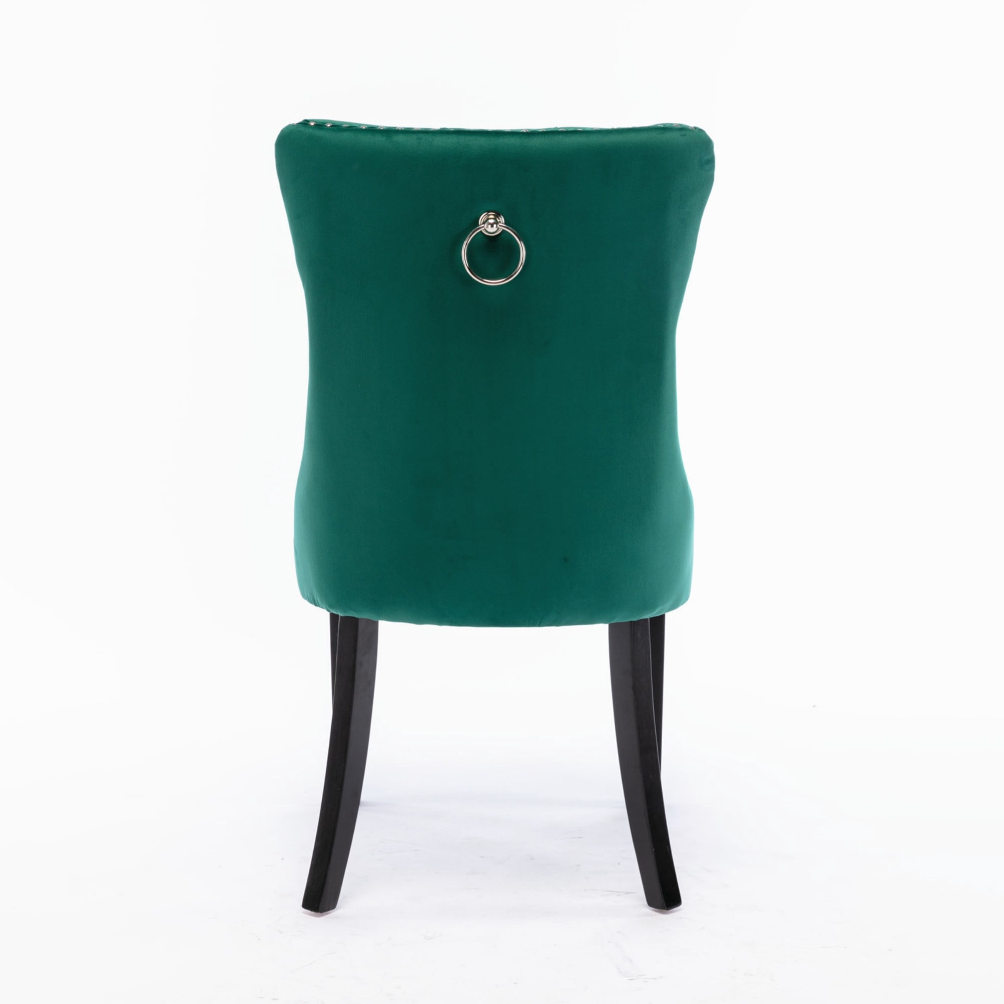 BSHTI 37.5" Velvet Upholstered Contemporary Dining Chairs Set of 2, Tufted Parson Wingback Chair with Nailhead Trim for Kitchen Dining Room(Green)
