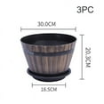 thumbnail image 1 of Imitation Wooden Barrel Flower Pot Walnut Color Thick And Durable Large Capacity Retro Planter for Home and Garden Two D, 1 of 2