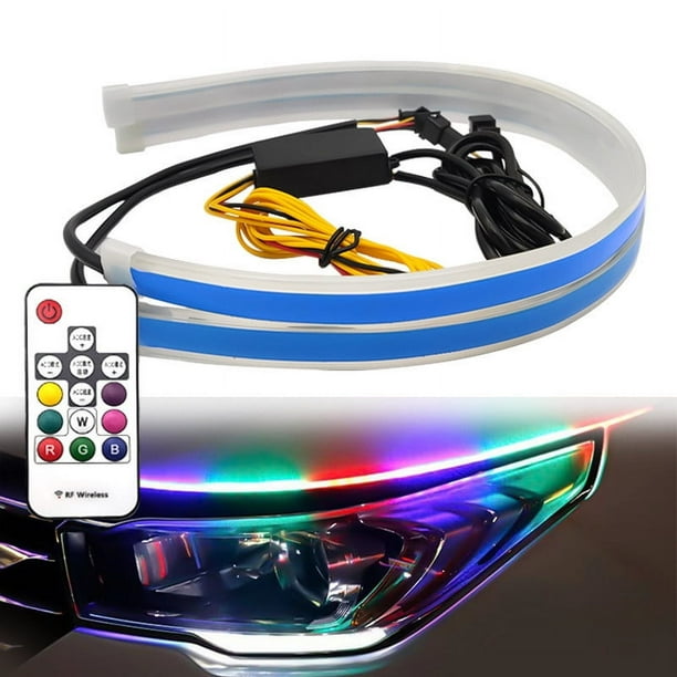 Tira de luces LED flexible para coche | Luz intermitente y de circulación diurna RGB impermeable de 12 V | Tira de PVC de 30 cm para personalizar el coche y mejorar la seguridad