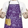 thumbnail image 2 of Purple Paisley Pattern Apron-Garden Aprons for Women with Pockets-Cotton Linen Waterproof Kitchen Cooking Gardening Aprons Adjustable for Kitchen,Cooking,BBQ and Salon 33x27 Inch, 2 of 7