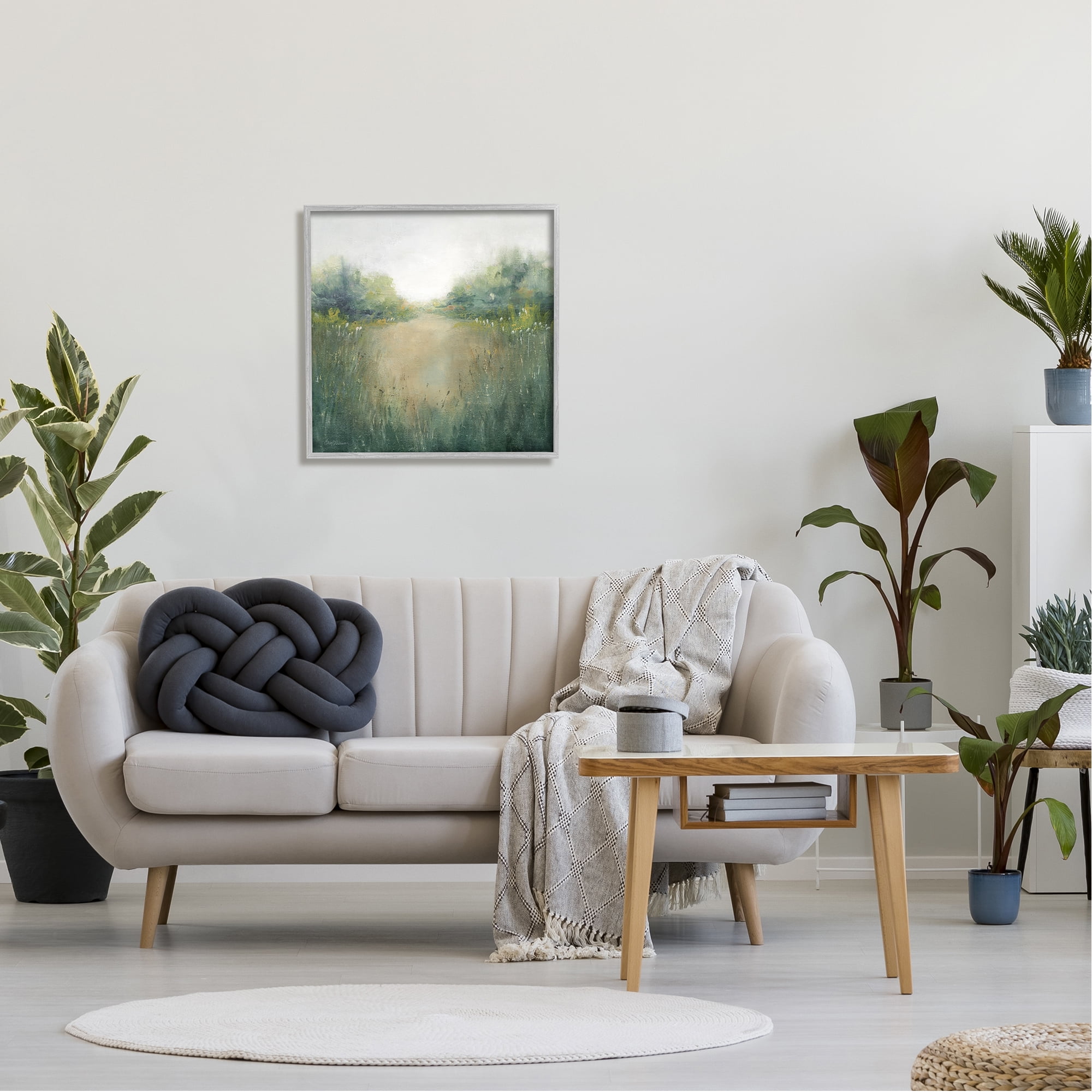 Stupell Industries Green Lush Pond Landscape Painting Landscape Painting Gray Framed Art Print Wall Art